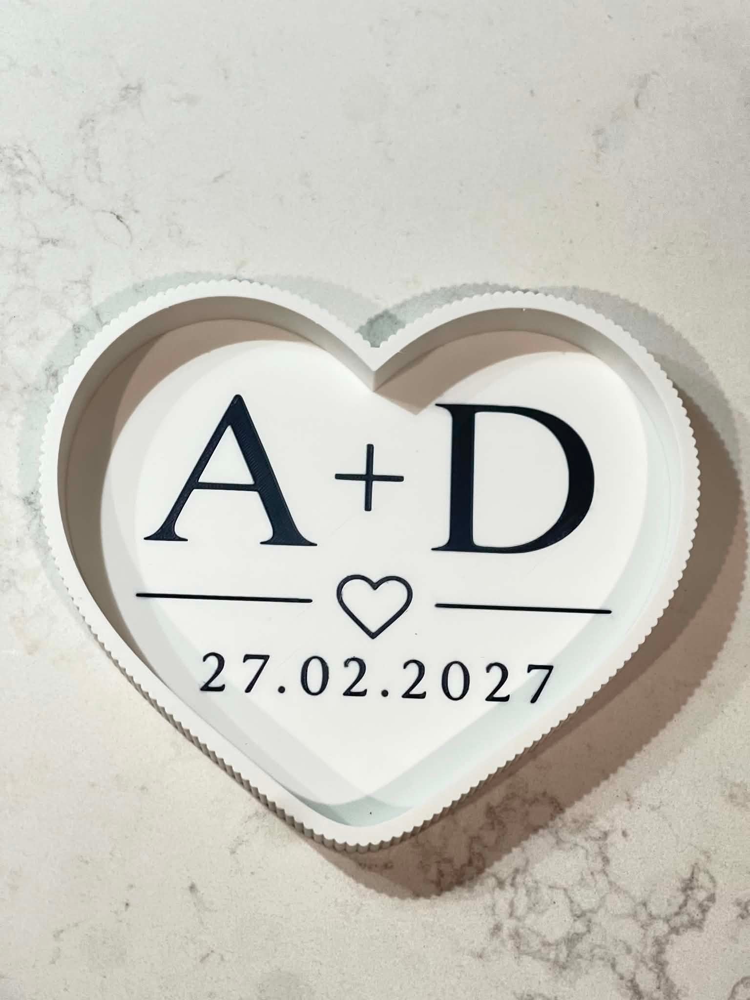 Personalised Wedding Heart Keepsake Tray – Custom Names & Date - Image 3