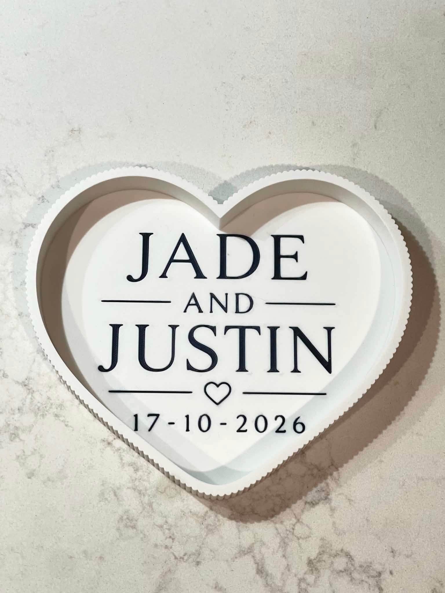 Personalised Wedding Heart Keepsake Tray – Custom Names & Date - Image 2