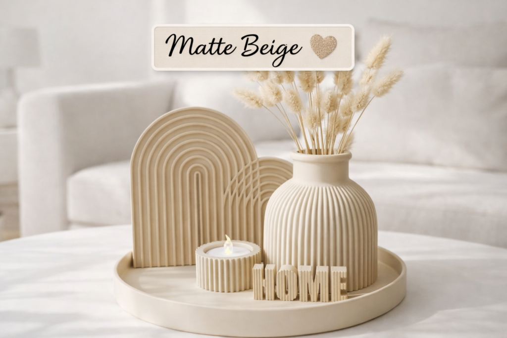 Minimalist Arch Vase Decor Set in matte beige