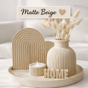 Minimalist Arch Vase Decor Set in matte beige